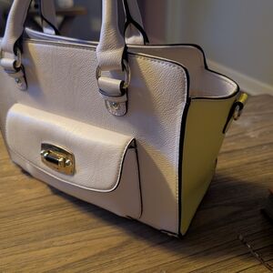 Merona Two-Tone Satchel Handbag in White and Pale Yellow